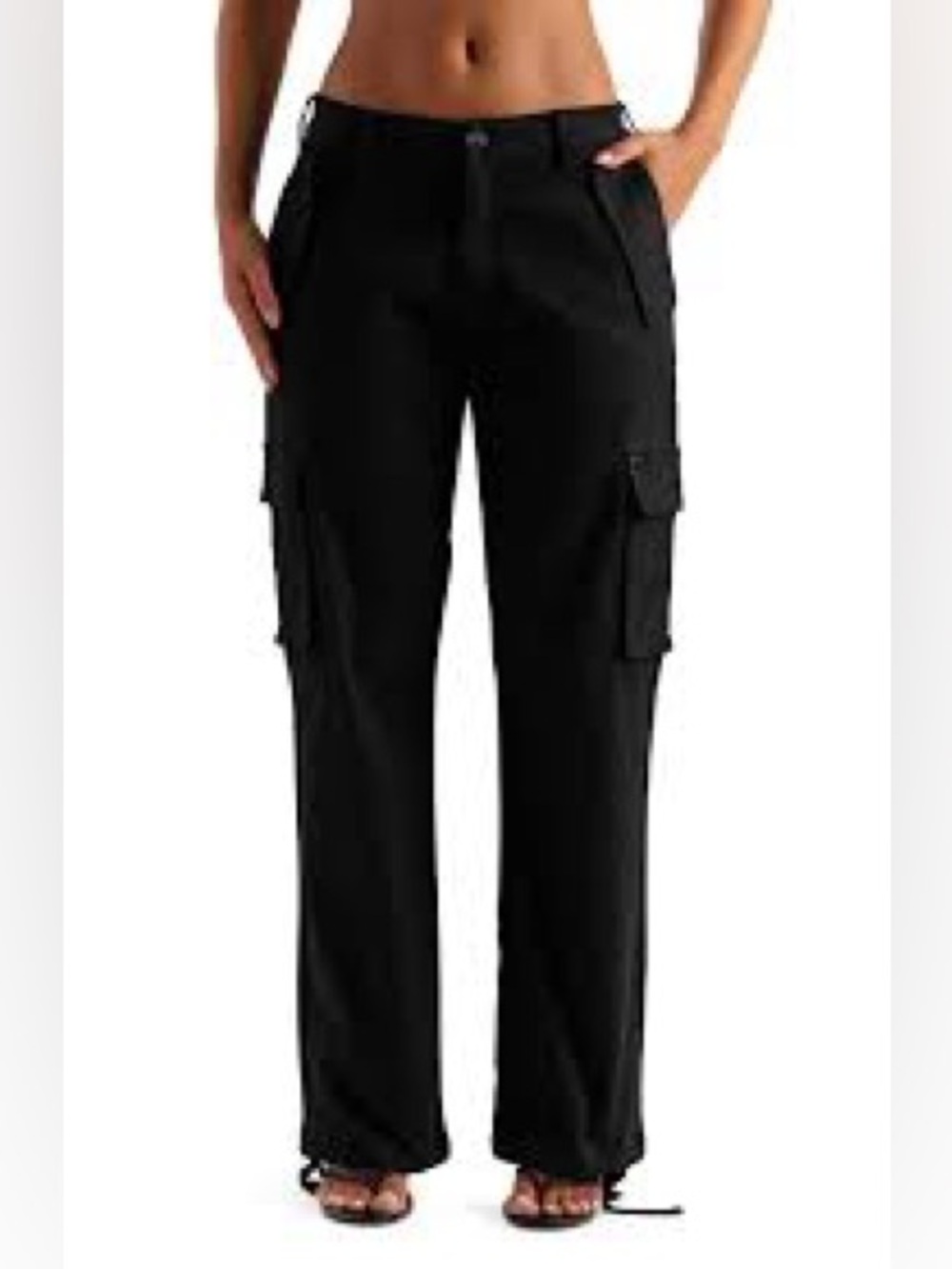 Naked Wardrobe Black Cargo Pants Goth Grunge 90s cotton